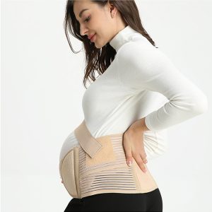 חגורת הריון חזקה בצבע ורוד גוף/לבן – להרמת הבטן ולסיוע במניעת כאבי גב